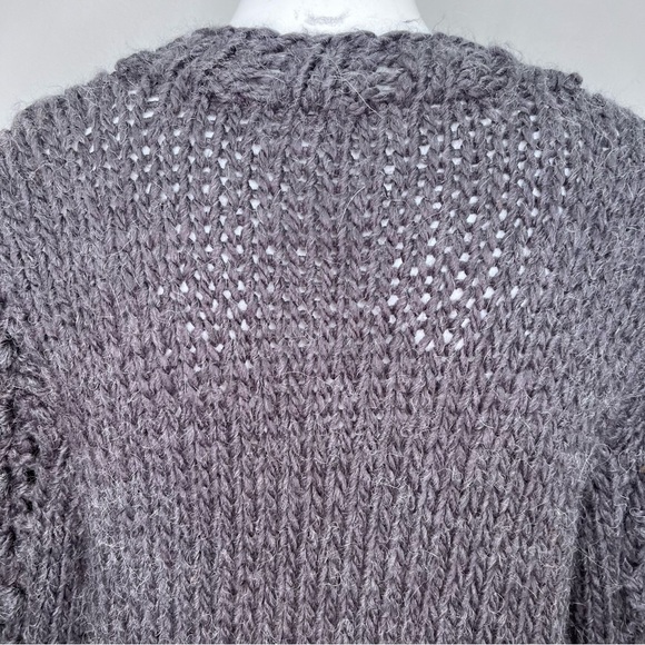 Carducci Grey Alpaca Wool Blend Crew Neck Size XL Open Knit Neutral - Picture 9 of 10